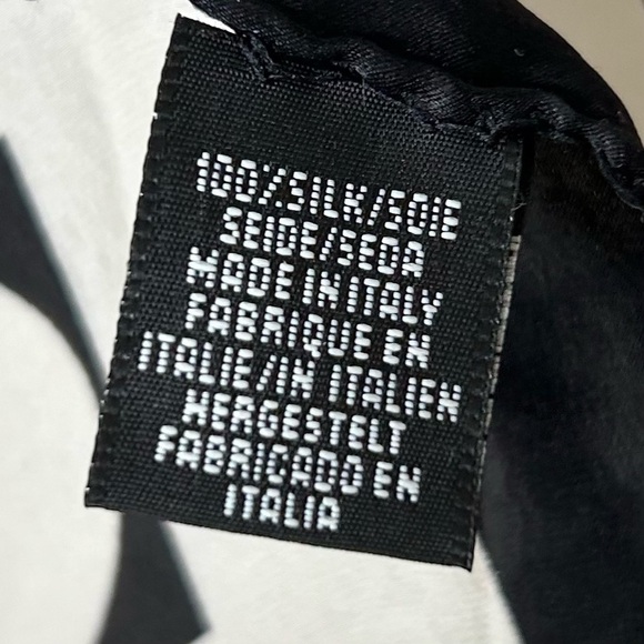 The Tie  Rack Silk Scarf Small Square Neckerchief Black and White Print - Picture 7 of 7